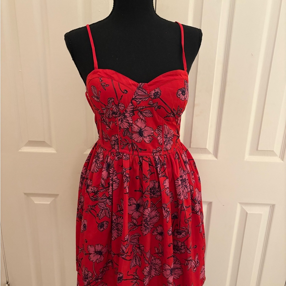 Floral Red Dress